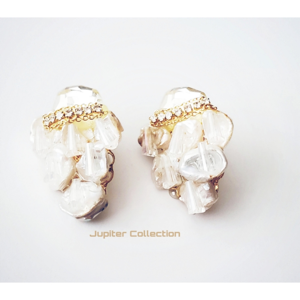 White stone earrings